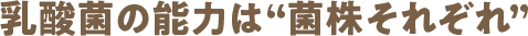 乳酸菌の能力は“菌株それぞれ”